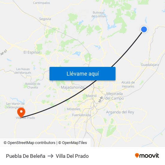 Puebla De Beleña to Villa Del Prado map