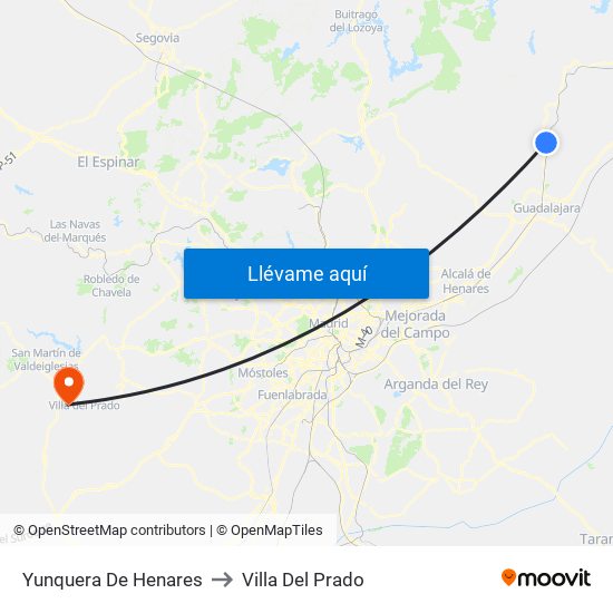 Yunquera De Henares to Villa Del Prado map
