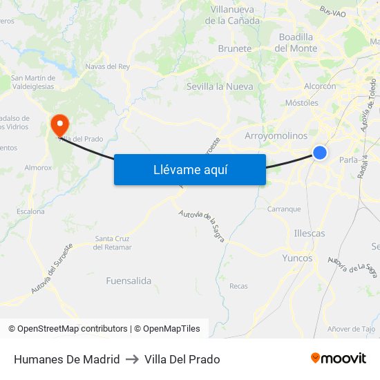 Humanes De Madrid to Villa Del Prado map
