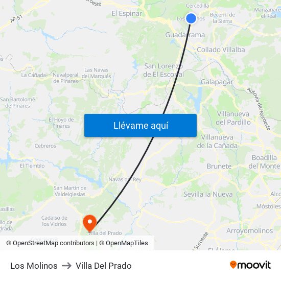 Los Molinos to Villa Del Prado map