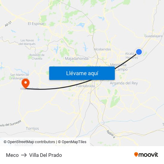 Meco to Villa Del Prado map