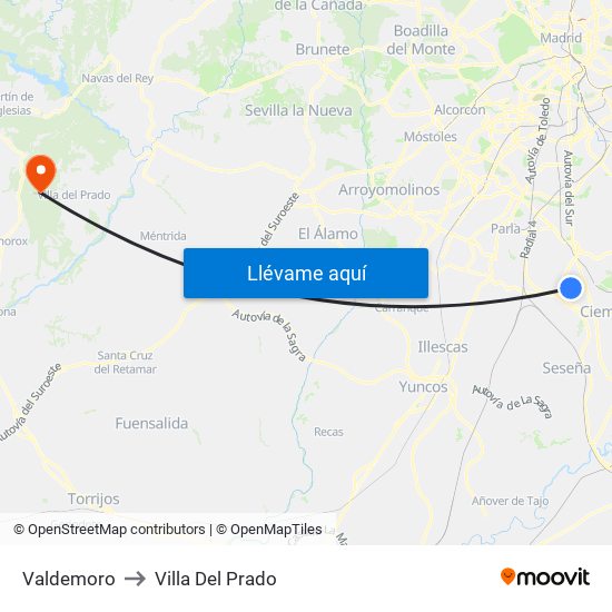 Valdemoro to Villa Del Prado map