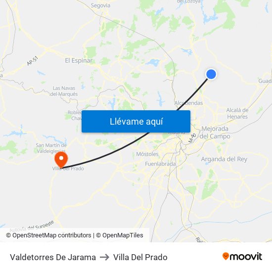 Valdetorres De Jarama to Villa Del Prado map