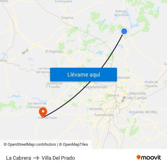 La Cabrera to Villa Del Prado map