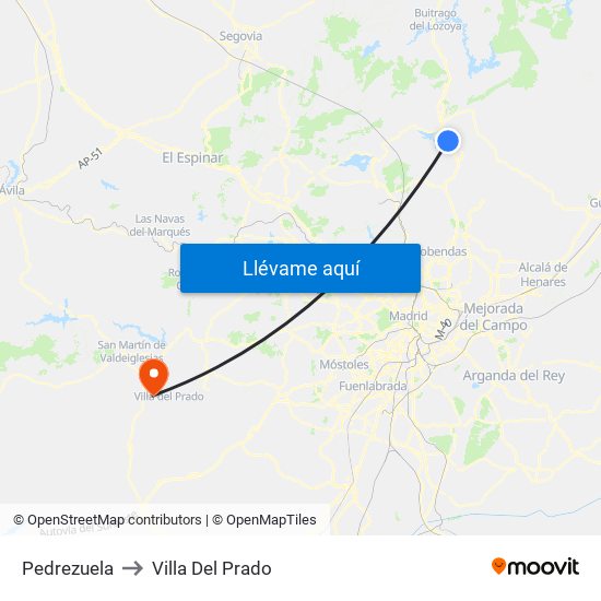 Pedrezuela to Villa Del Prado map