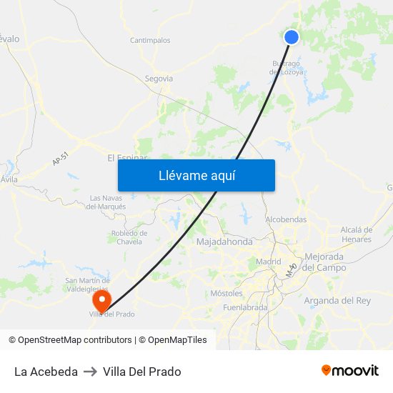 La Acebeda to Villa Del Prado map