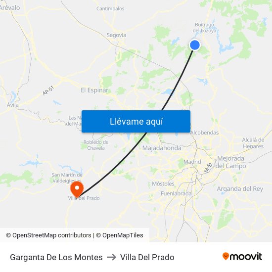 Garganta De Los Montes to Villa Del Prado map