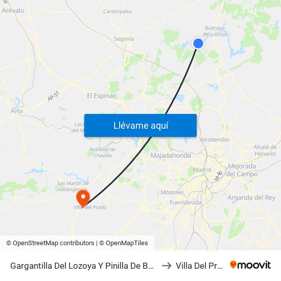 Gargantilla Del Lozoya Y Pinilla De Buitrago to Villa Del Prado map