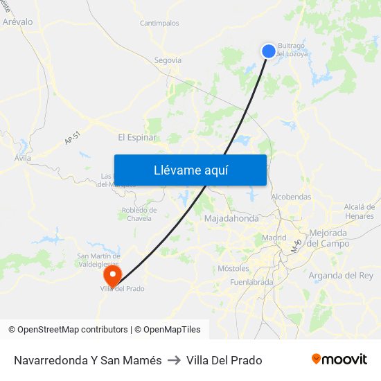 Navarredonda Y San Mamés to Villa Del Prado map