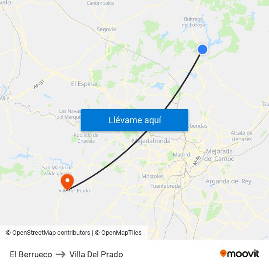 El Berrueco to Villa Del Prado map