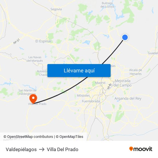 Valdepiélagos to Villa Del Prado map