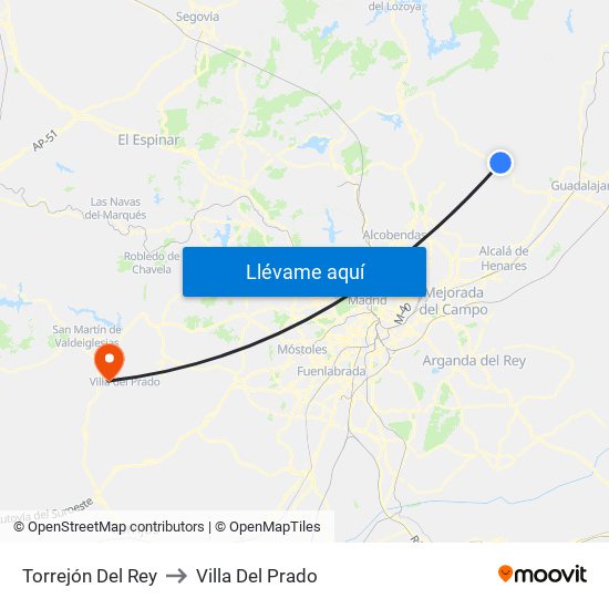 Torrejón Del Rey to Villa Del Prado map