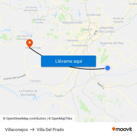Villaconejos to Villa Del Prado map
