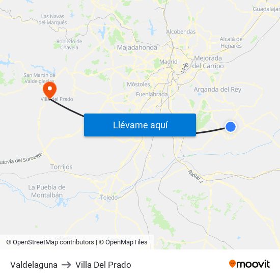 Valdelaguna to Villa Del Prado map