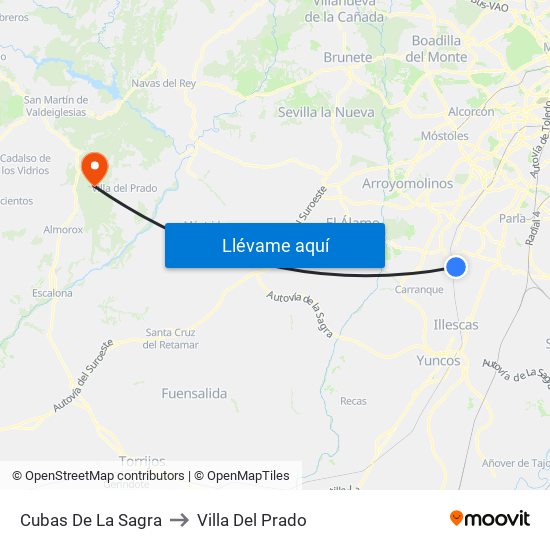 Cubas De La Sagra to Villa Del Prado map