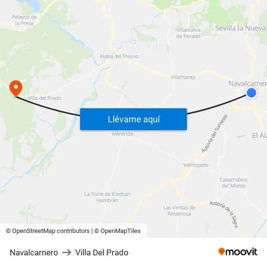 Navalcarnero to Villa Del Prado map