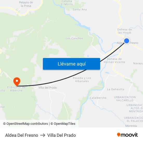 Aldea Del Fresno to Villa Del Prado map