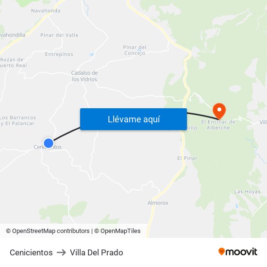 Cenicientos to Villa Del Prado map