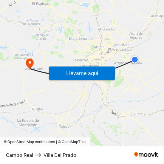 Campo Real to Villa Del Prado map