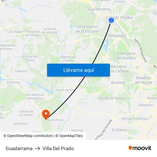 Guadarrama to Villa Del Prado map