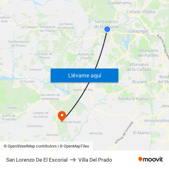San Lorenzo De El Escorial to Villa Del Prado map