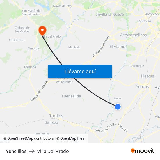 Yunclillos to Villa Del Prado map