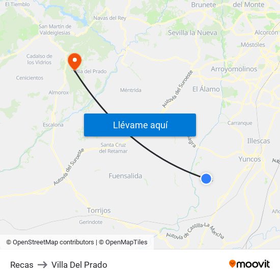 Recas to Villa Del Prado map