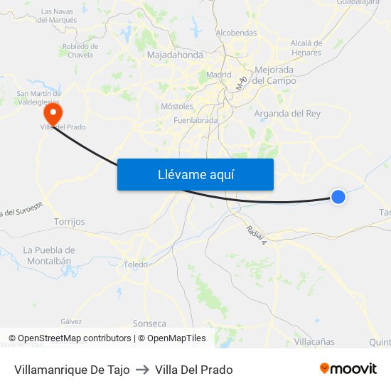 Villamanrique De Tajo to Villa Del Prado map