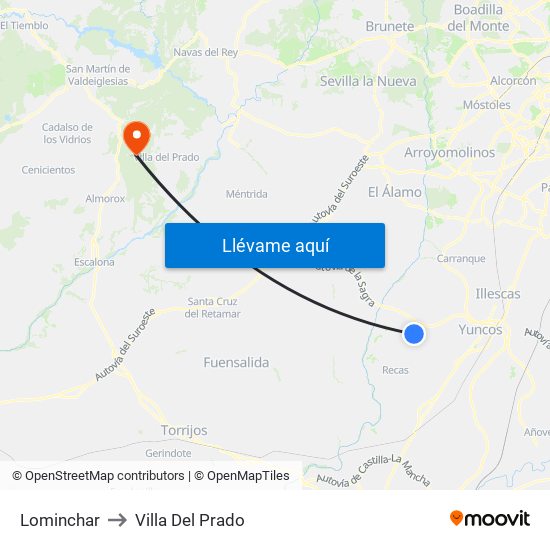 Lominchar to Villa Del Prado map
