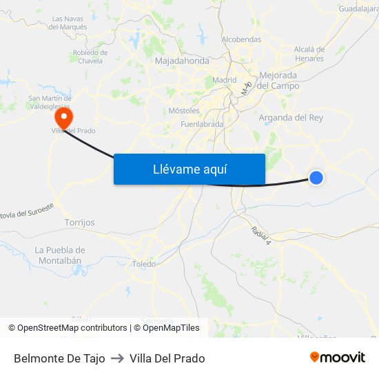 Belmonte De Tajo to Villa Del Prado map