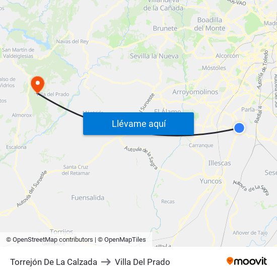 Torrejón De La Calzada to Villa Del Prado map