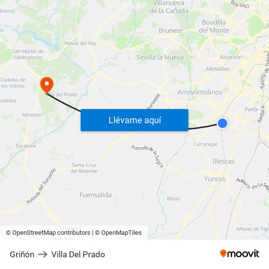 Griñón to Villa Del Prado map