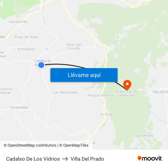 Cadalso De Los Vidrios to Villa Del Prado map