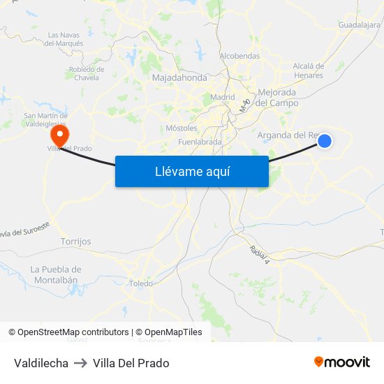 Valdilecha to Villa Del Prado map