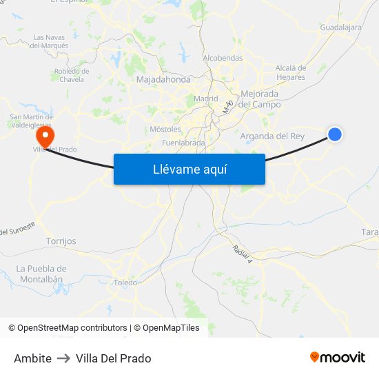 Ambite to Villa Del Prado map