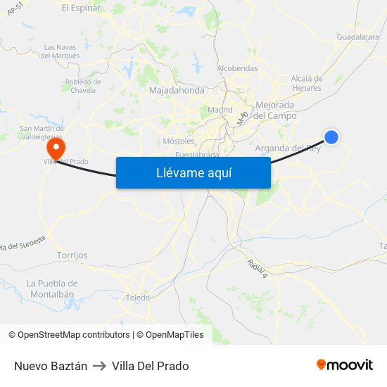 Nuevo Baztán to Villa Del Prado map