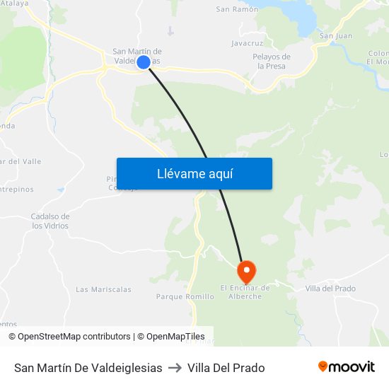 San Martín De Valdeiglesias to Villa Del Prado map