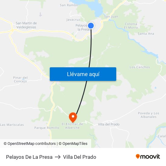 Pelayos De La Presa to Villa Del Prado map