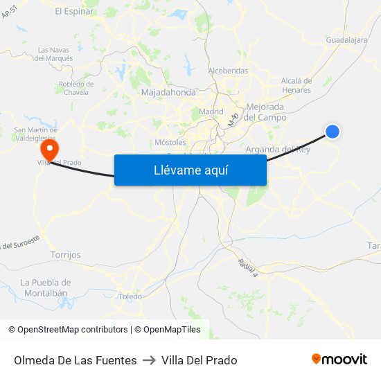 Olmeda De Las Fuentes to Villa Del Prado map