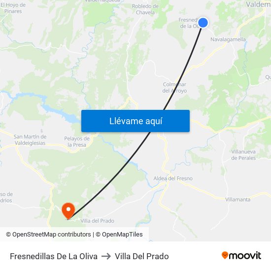 Fresnedillas De La Oliva to Villa Del Prado map