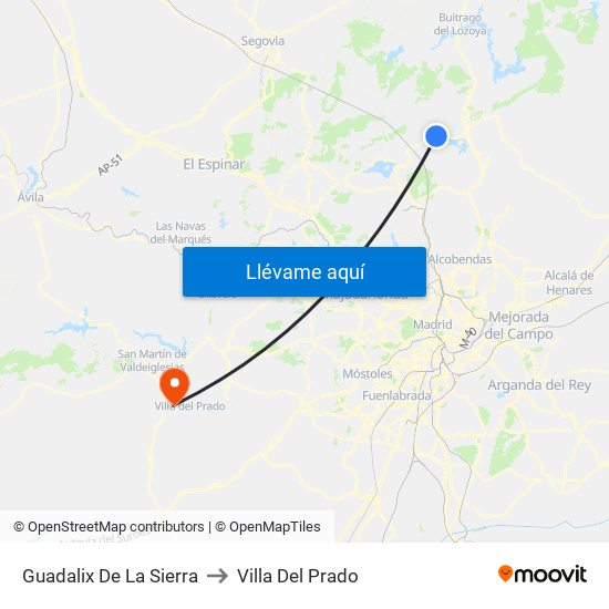 Guadalix De La Sierra to Villa Del Prado map