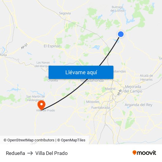Redueña to Villa Del Prado map