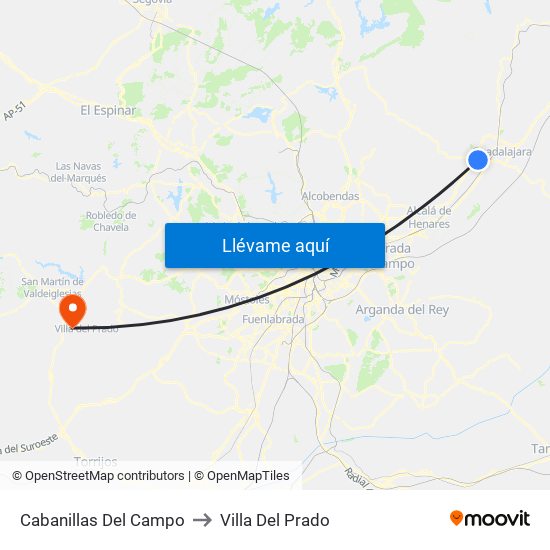 Cabanillas Del Campo to Villa Del Prado map