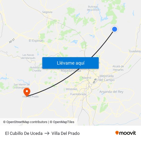 El Cubillo De Uceda to Villa Del Prado map