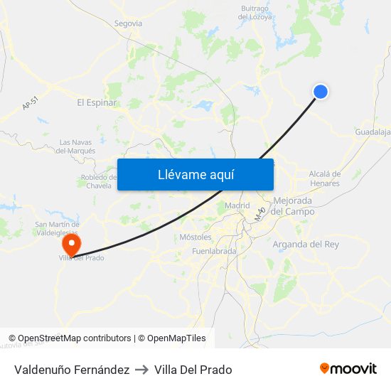 Valdenuño Fernández to Villa Del Prado map