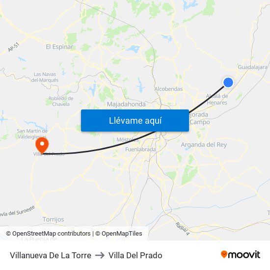 Villanueva De La Torre to Villa Del Prado map