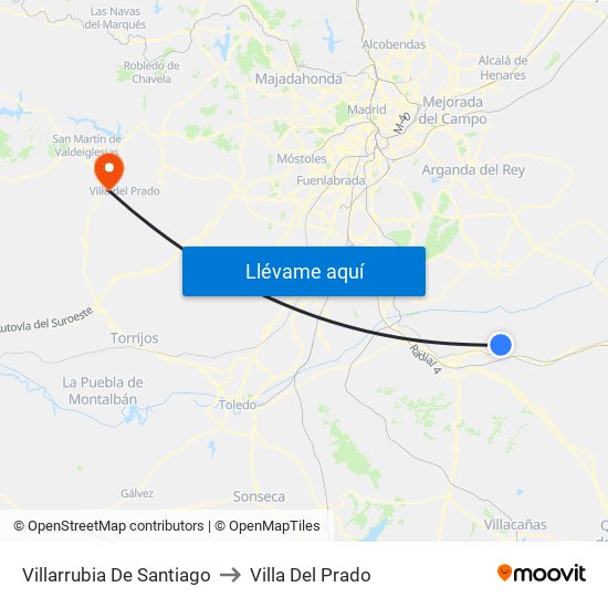 Villarrubia De Santiago to Villa Del Prado map
