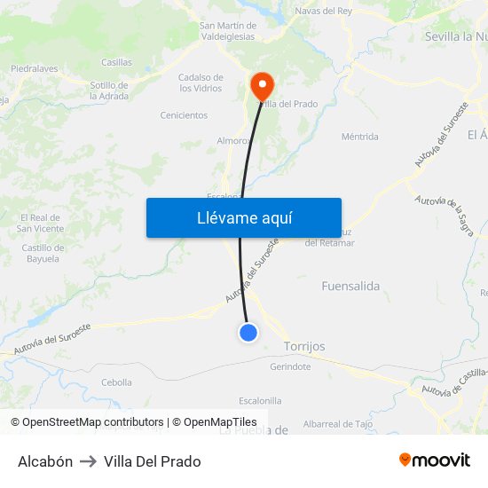Alcabón to Villa Del Prado map