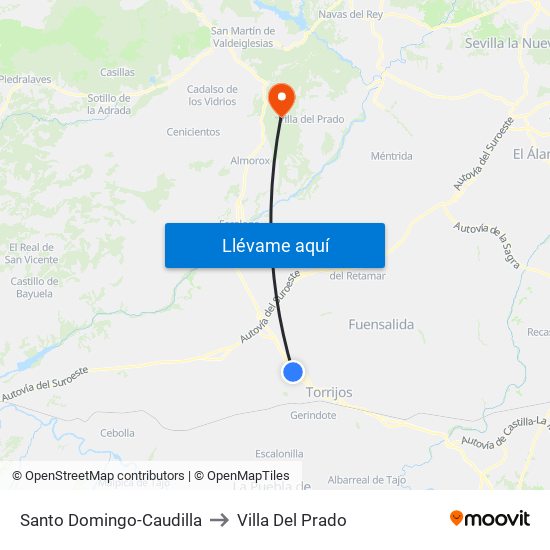 Santo Domingo-Caudilla to Villa Del Prado map