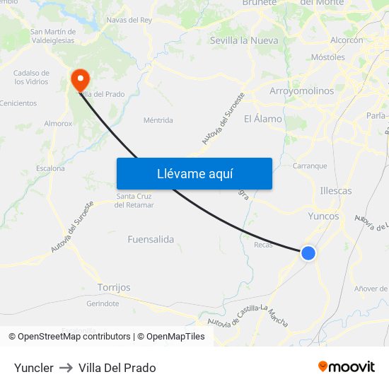 Yuncler to Villa Del Prado map